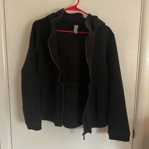 Varley Sophia Zip Hoodie Womens Size Large Black Cinch Waist